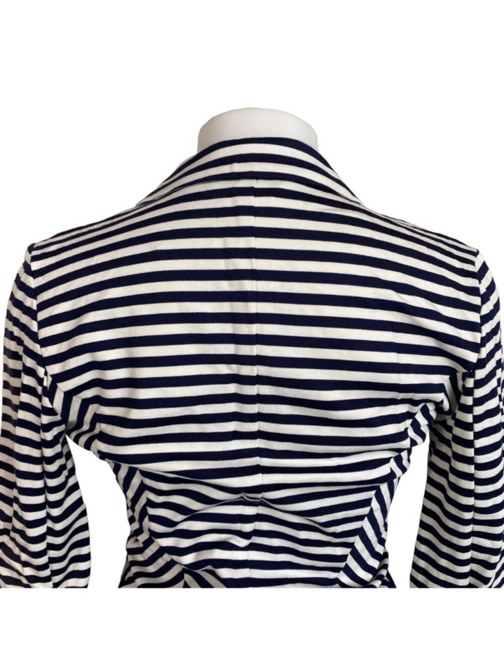 Striped Navy & White Blazer Jacket Womens Small Body Central Rayon Blend - Picture 9 of 10